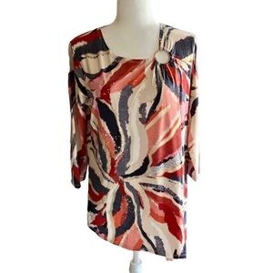 JM Collection Abstract Asymmetrical Tunic Size M